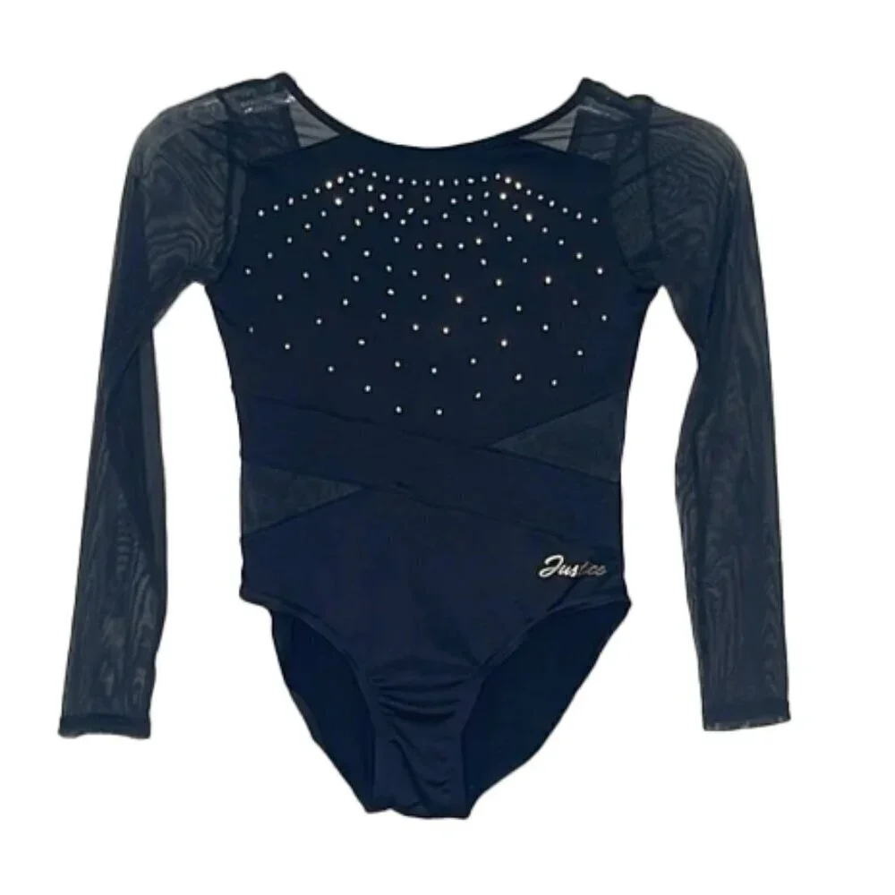 ❤️ JUSTICE Black Long Sleeve Leotard Size M